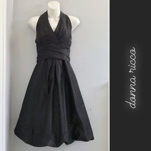 Donna Ricco Taffeta Halter Formal Dress in Black • 14